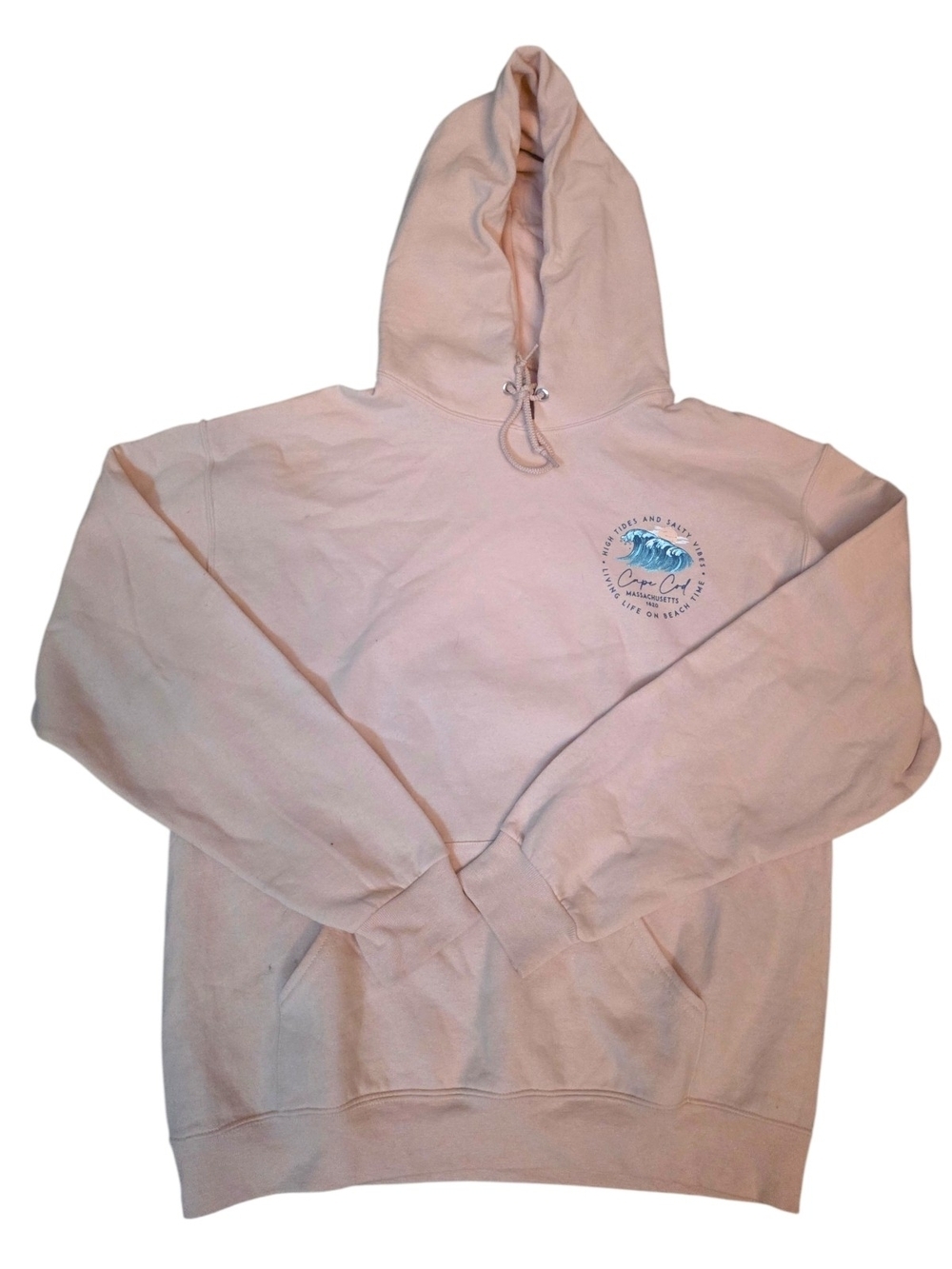 Cape Cod Massachusetts Hoodie Medium Pink Wave Beach Coastal Jerzees Nublend